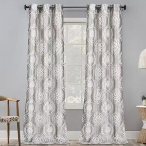 Dainty Home Monaco 84" 3D Medallion Grommet Panel Pair in Silver